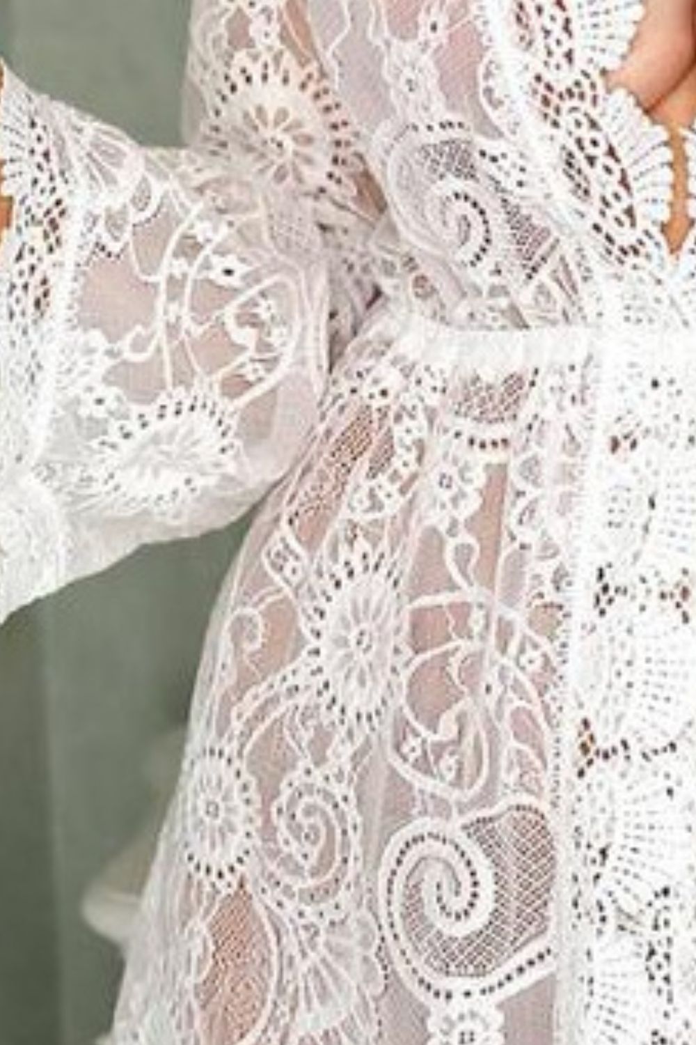 Witte Strandjurk van Kant – Boho See-Through Tuniek