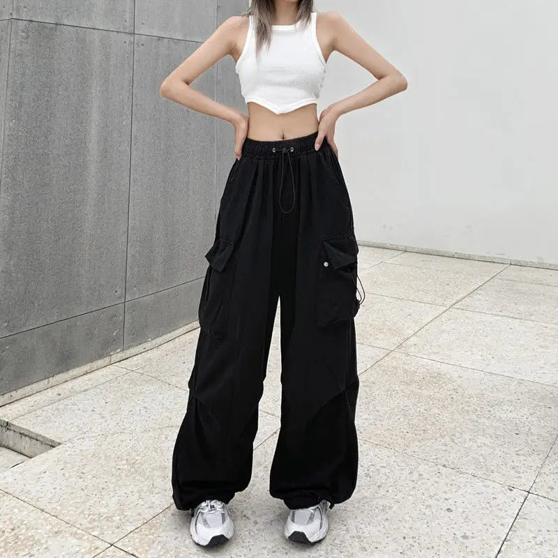 Women Casual Baggy Cargo Pants Solid Low Waist Joggers Tech Pants