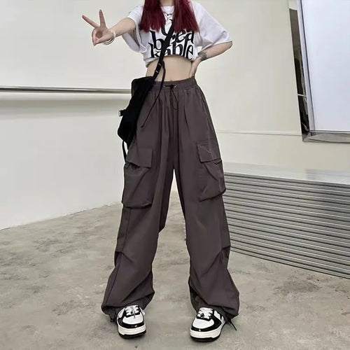 2023 Women Casual Joggers Tech Pants Solid Low Waist Pants Drawstring