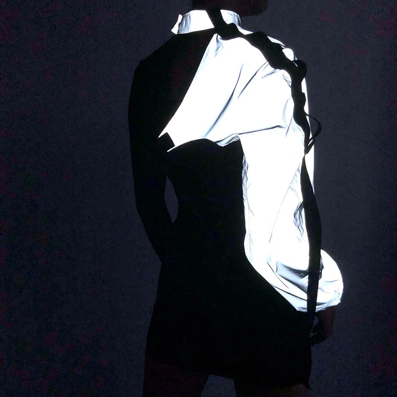 Darlingaga Streetwear Neon Halter Sweatshirt Hoodie Buckle Reflective