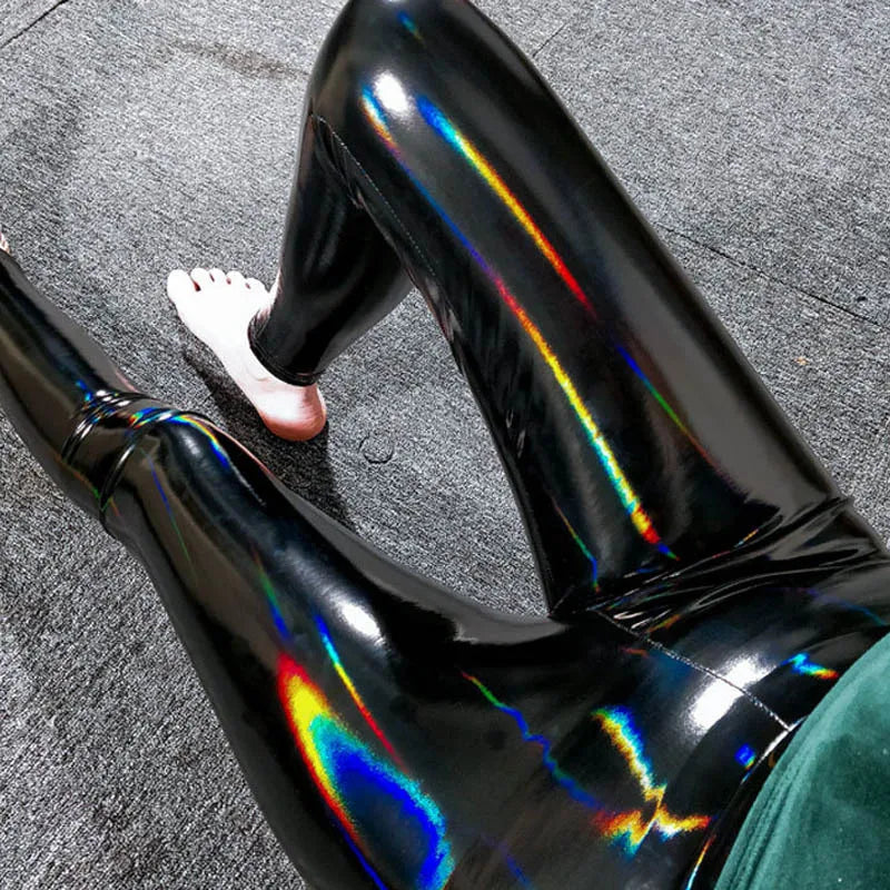 Dazzing Colors Pu Leather Pants Women Big Size Bright Slim Leggings