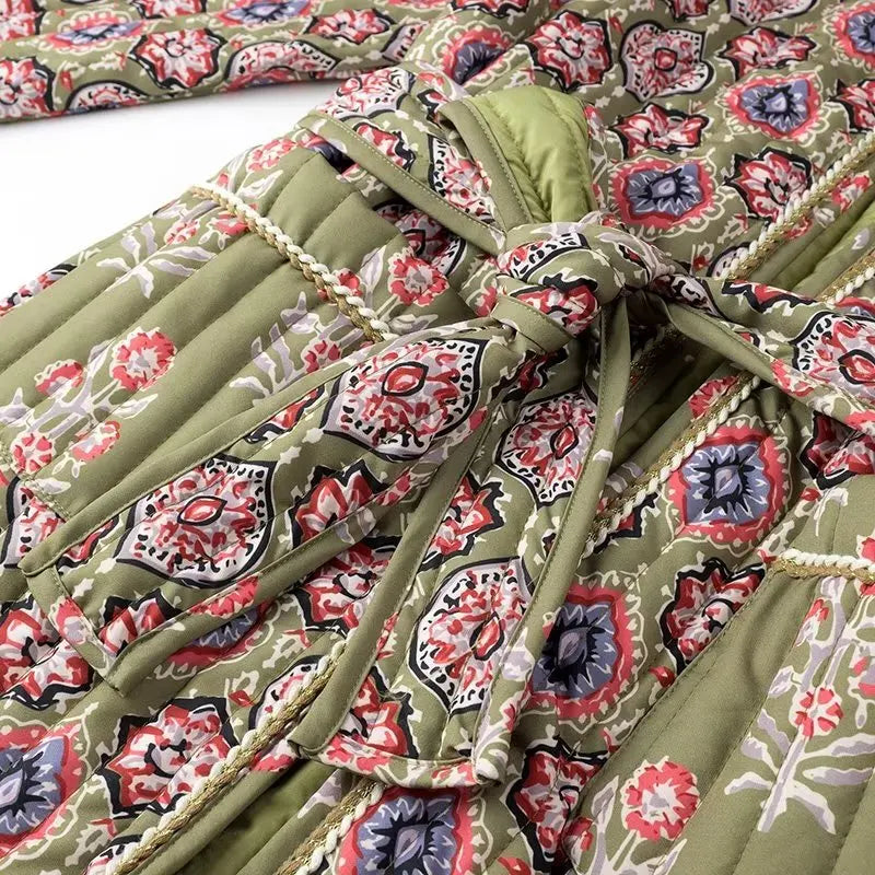 Groen Boho Jasje met Bloemenprint