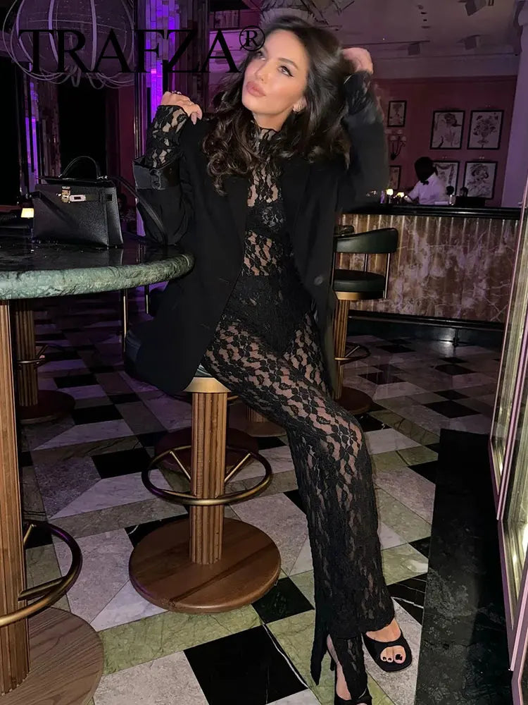 Slim Fit Top + High Waist Broek Tweedelige Jumpsuit Look
