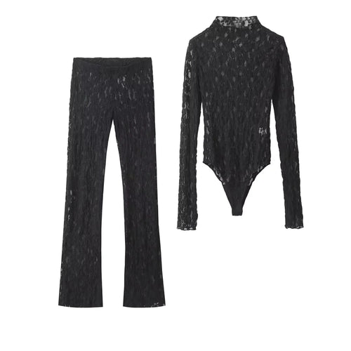 Slim Fit Top + High Waist Broek Tweedelige Jumpsuit Look