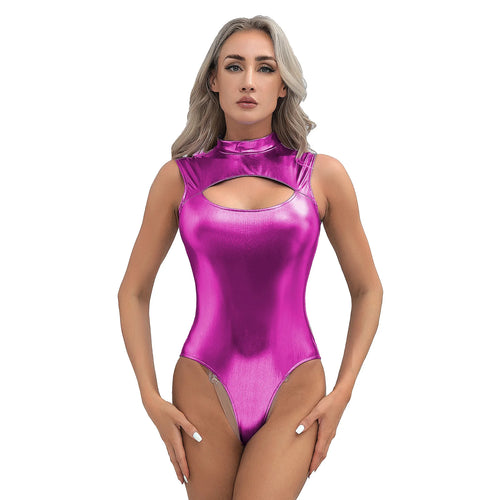 Metallic Glanzende Bodysuit Dames