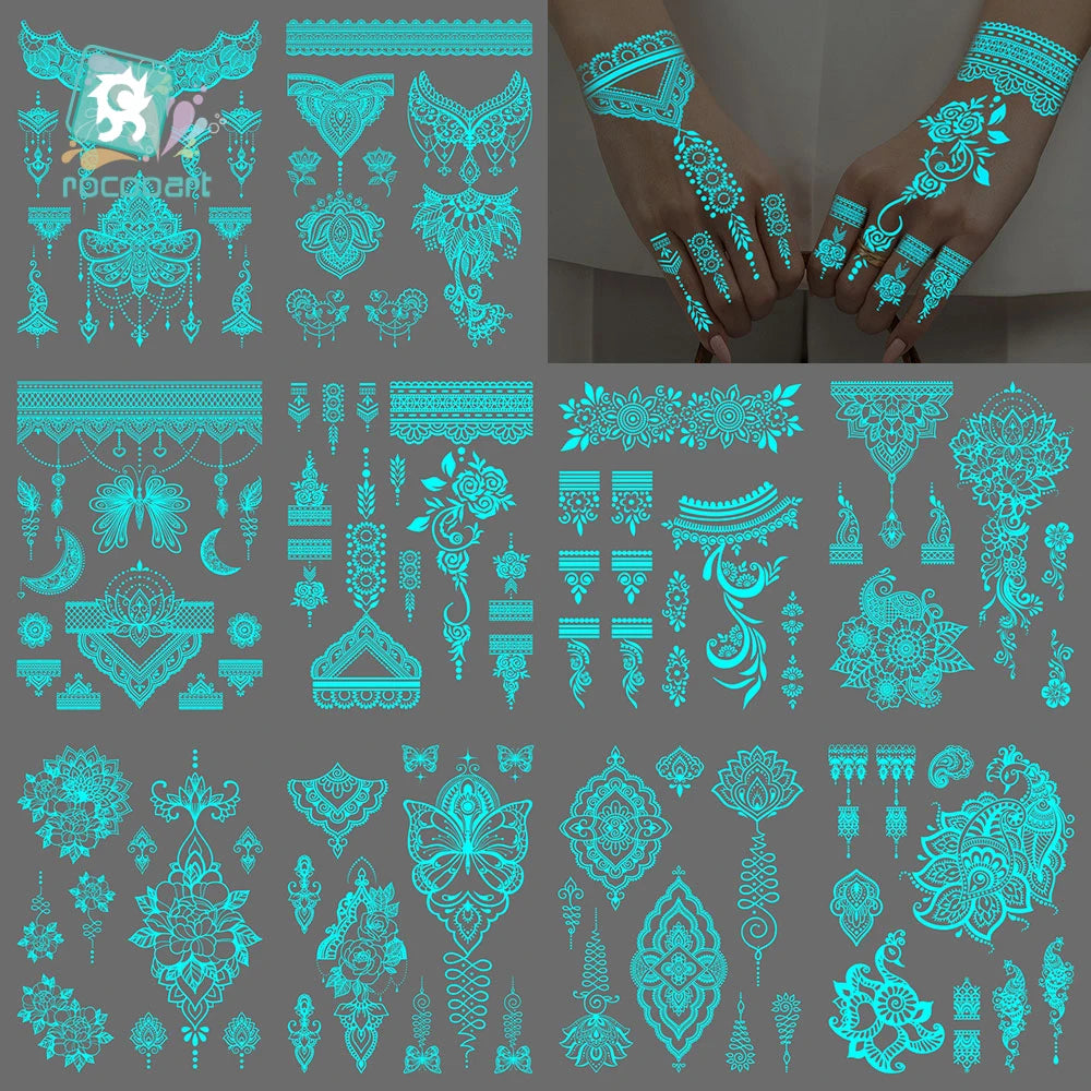 Sexy Tribal Lace Lotus Tattoo – Glow in the Dark