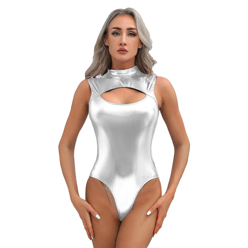 Metallic Glanzende Bodysuit Dames