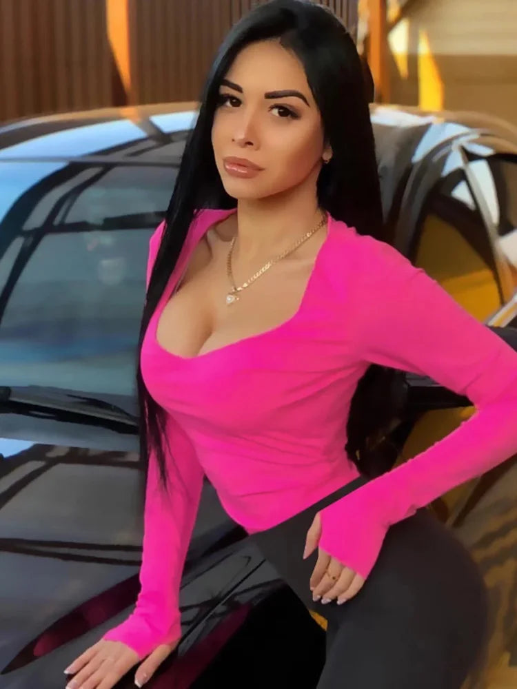 Neon Bodycon Bodysuit - Lange Mouwen