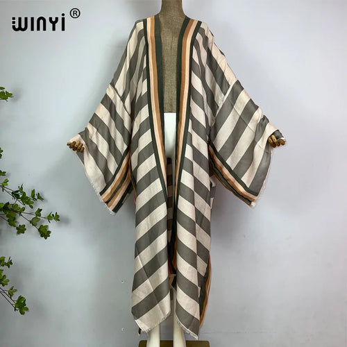Boho Kimono met Strepenprint