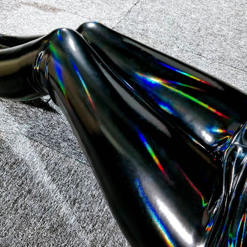 Dazzing Colors Pu Leather Pants Women Big Size Bright Slim Leggings