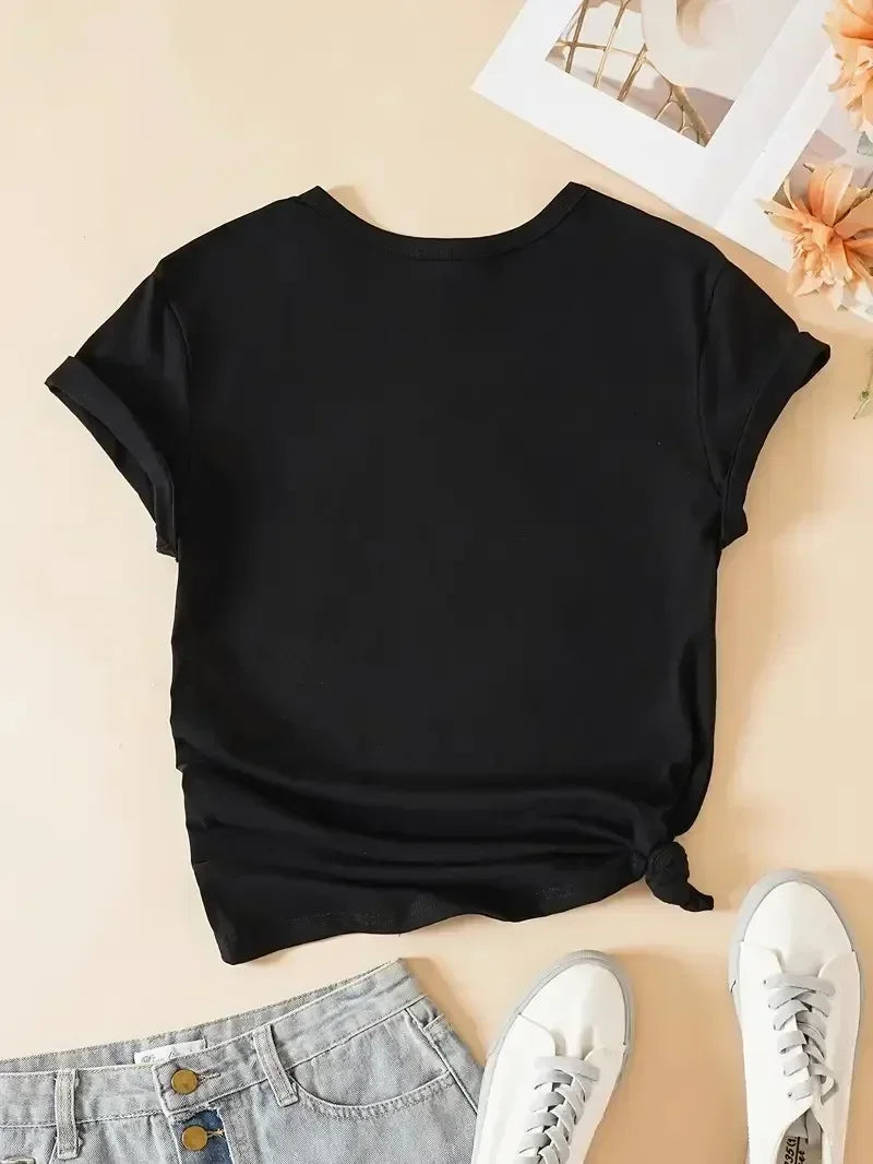 Plus - Size Women's Black Oversized Short - Sleeve T - shirt, Glow -