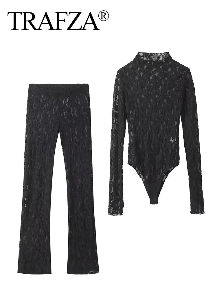 Slim Fit Top + High Waist Broek Tweedelige Jumpsuit Look