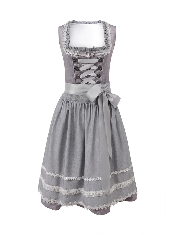 Women's German Dirndl Dress Costumes 2 Pieces for Oktoberfest Carnival