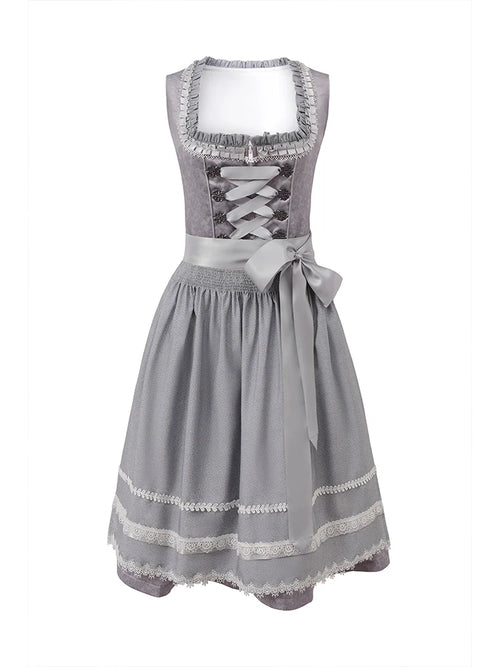 Women's German Dirndl Dress Costumes 2 Pieces for Oktoberfest Carnival