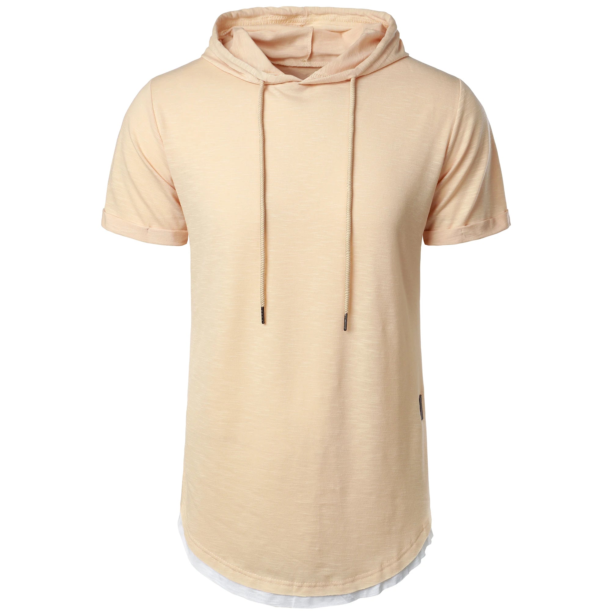 New summer hooded T-shirt men's solid color men's short sleeve T-shirt