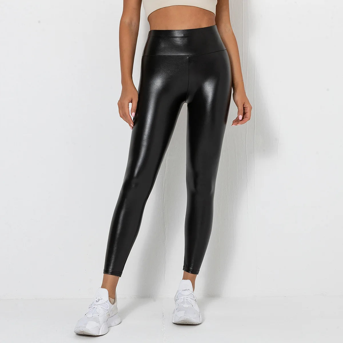 Skinny Leather Leggings Stretch Buttock High Waist Leather Pants