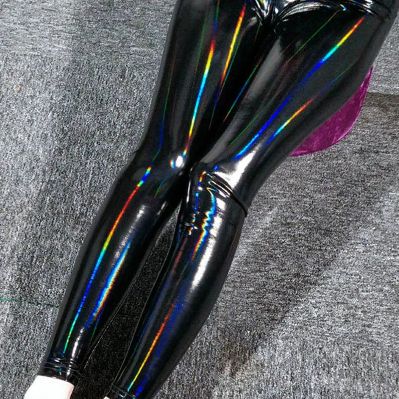 Dazzing Colors Pu Leather Pants Women Big Size Bright Slim Leggings