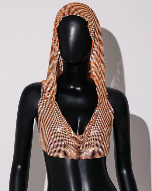 Women Sexy Mesh See Through T Shirt Shiny Rhinestone Fishnet Hollow