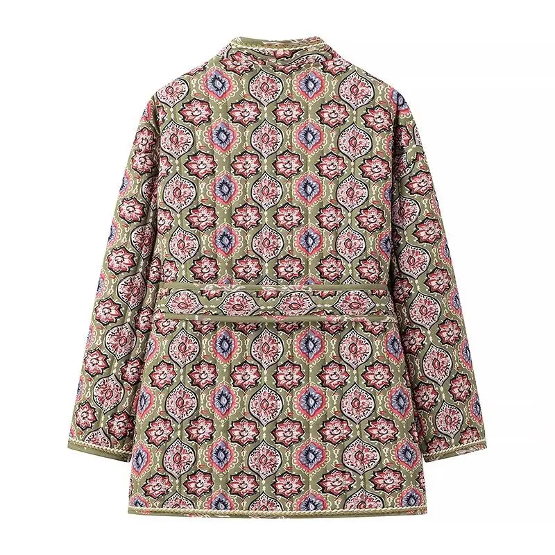 Groen Boho Jasje met Bloemenprint