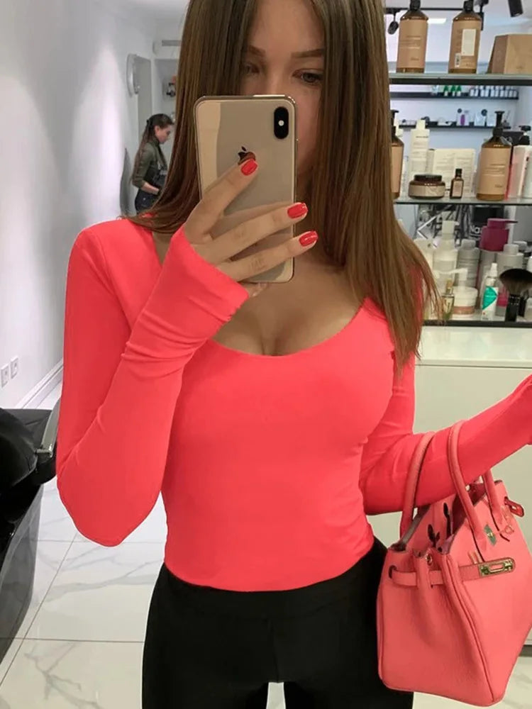 Neon Bodycon Bodysuit - Lange Mouwen