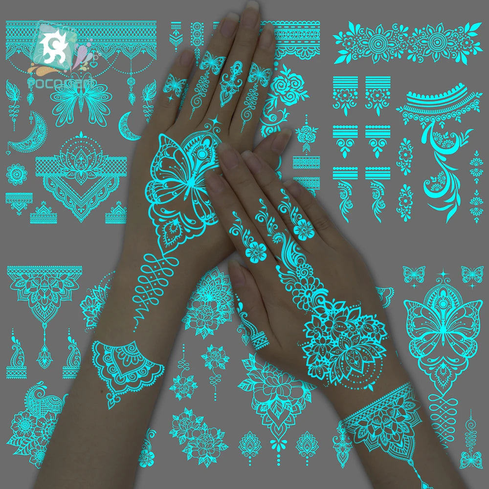 Sexy Tribal Lace Lotus Tattoo – Glow in the Dark