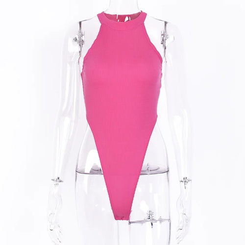 Sexy High Street Bodycon Neon Bodysuits Summer Colorful Sleevelss