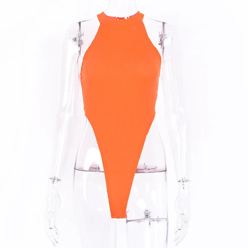 Sexy High Street Bodycon Neon Bodysuits Summer Colorful Sleevelss