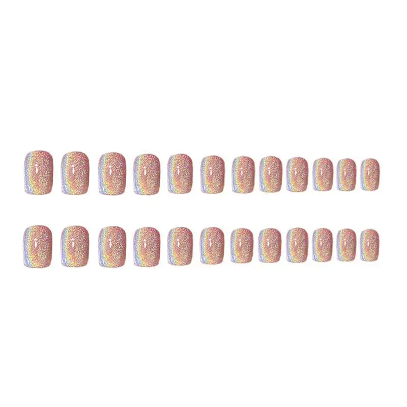 ✨ Sparkle Press-On Nails – Cat Eye Effect | Square Short