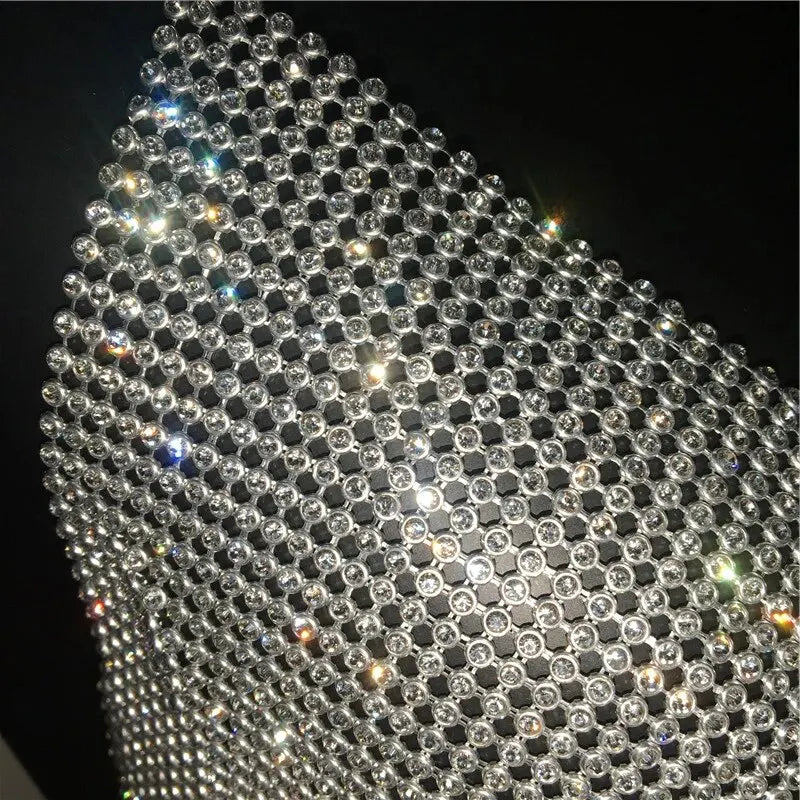 Zilveren Rhinestone Festival Crop Top Dames