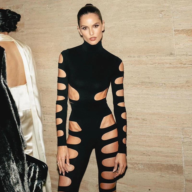 Zwarte Cut-Out Bodysuit Jumpsuit Dames