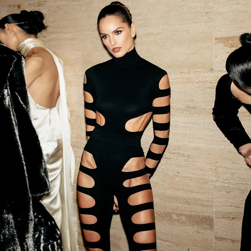 Zwarte Cut-Out Bodysuit Jumpsuit Dames